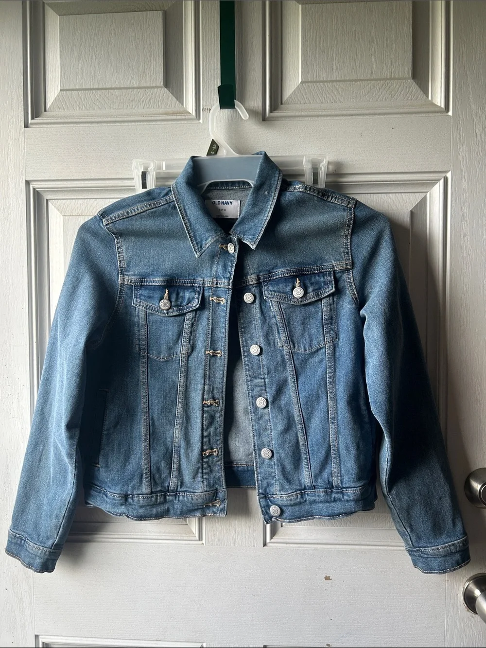 Old Navy Medium Blue Denim Jacket with Button Front